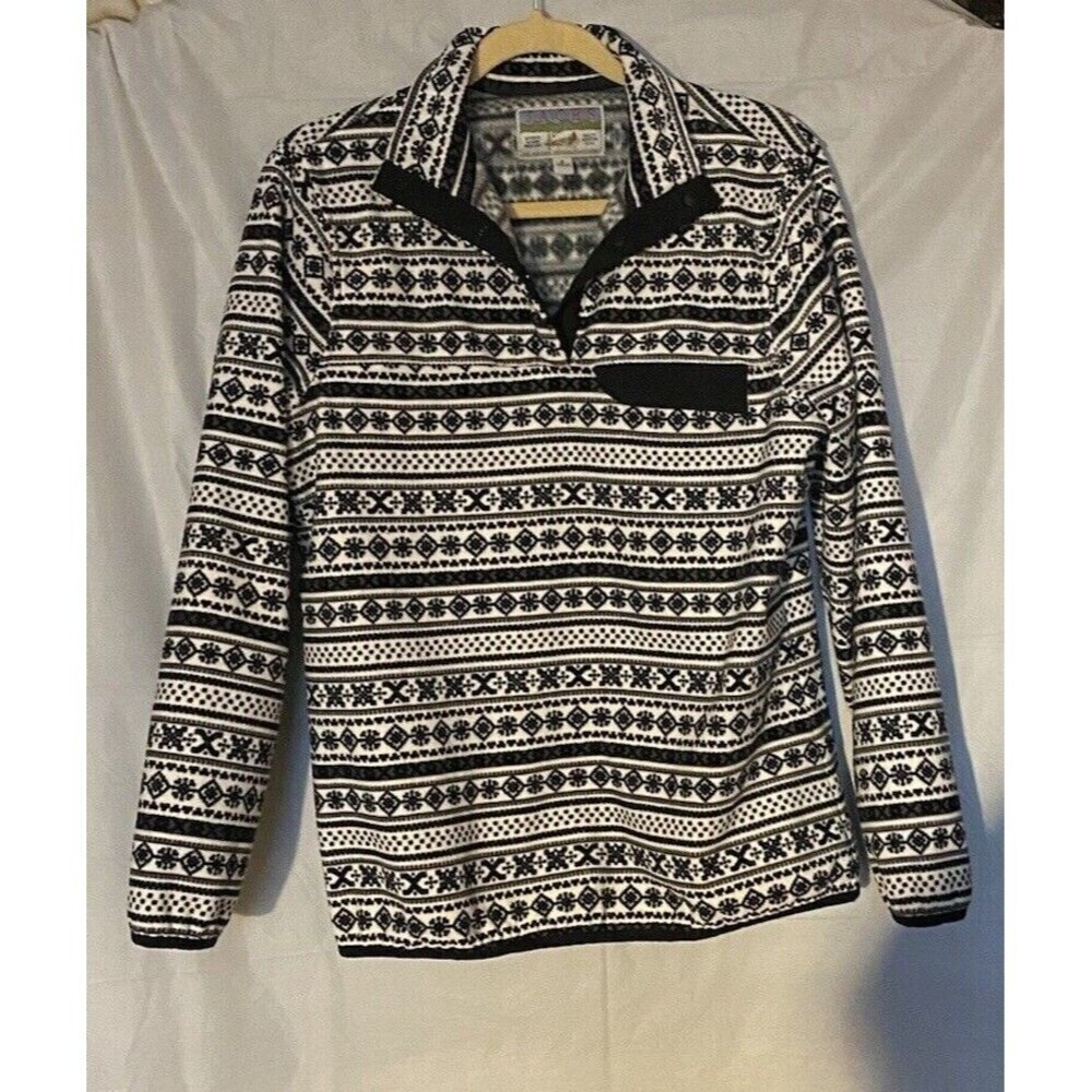 JACHS Cabin Women's Black and White  Fleece Pullover Jacket Sz. S